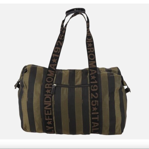 FENDI Pecan Canvas Boston Bag Black Brown - Picture 2 of 15